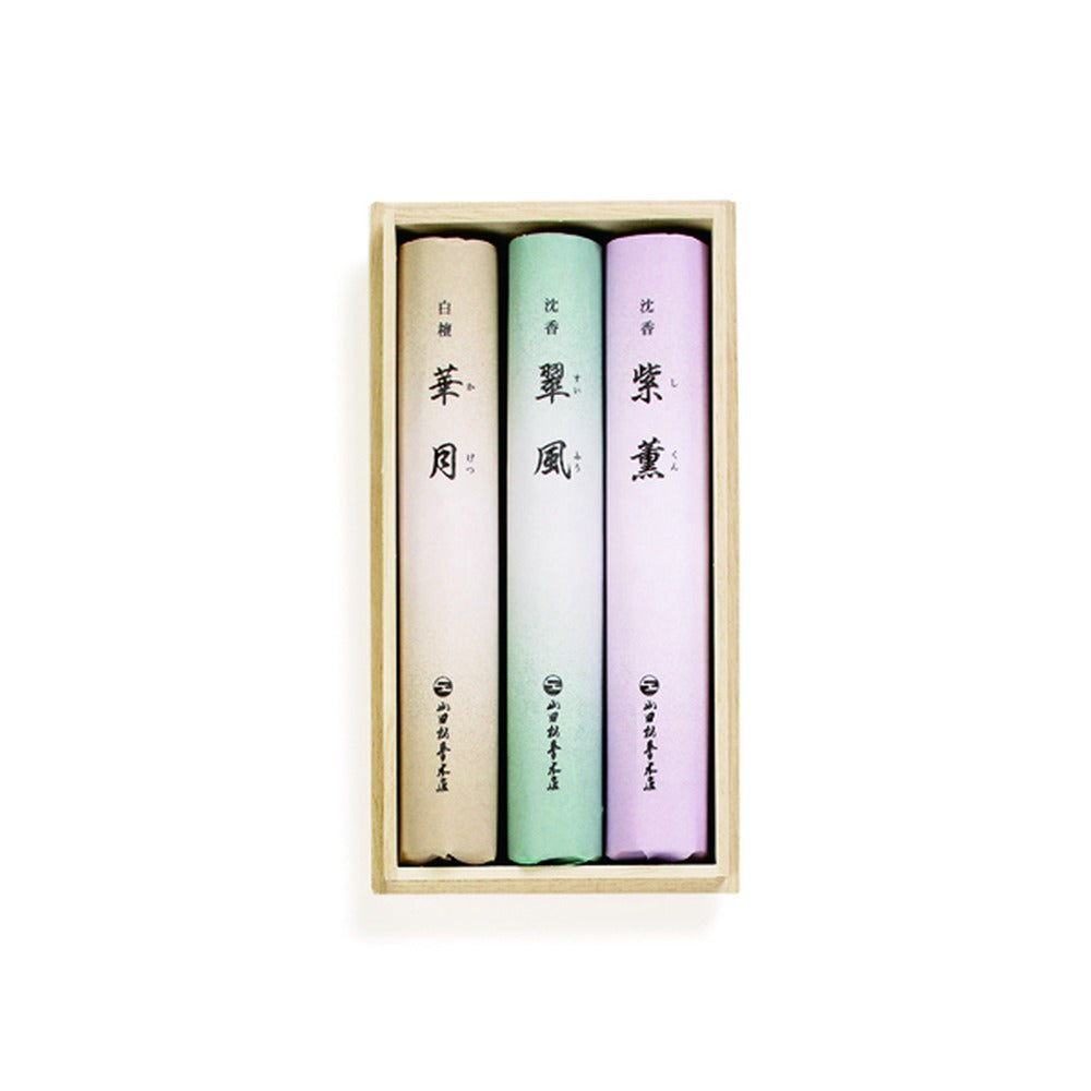 Yamadamatsu Incense Assortment Kagetsu Suifu Shikun 3 Bundles Paulownia Box (72073)