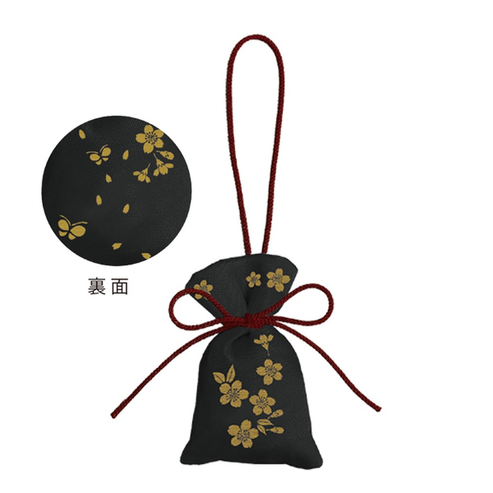Yamadamatsu Nioibukuro Sakura Kinchaku Black Sachet OP Bag (80075)