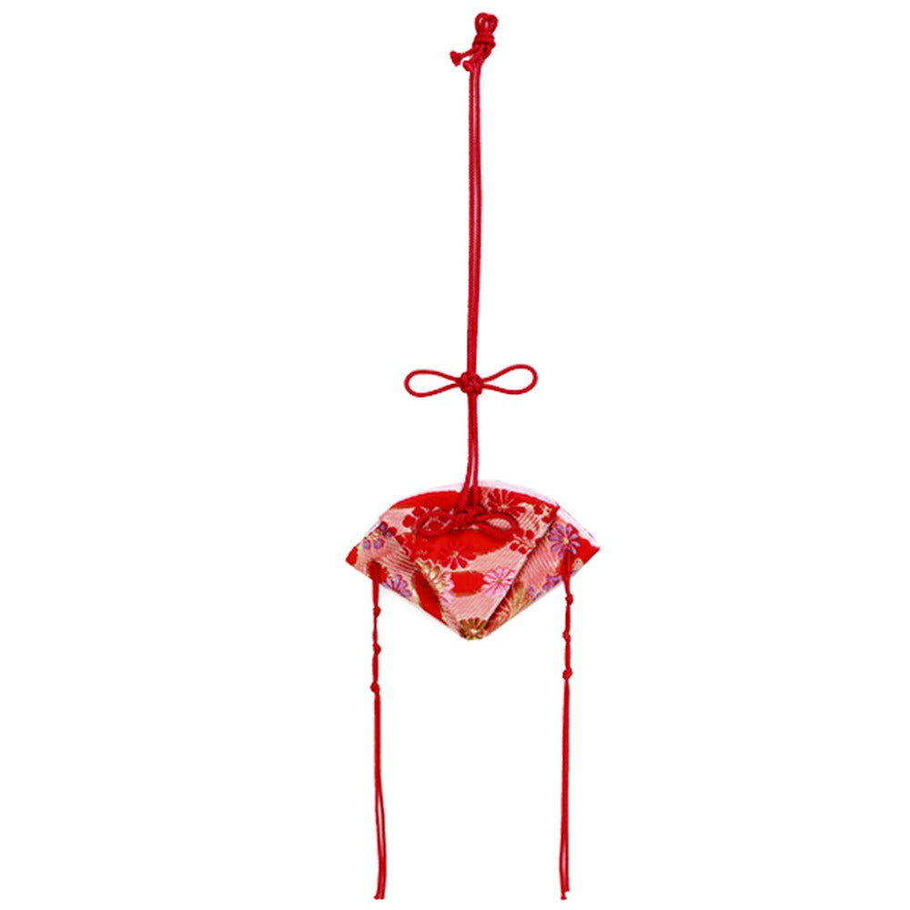 Yamadamatsu Kakeko Hanging Sachet Folding Fan Flower Red (Red Cord) (81754)