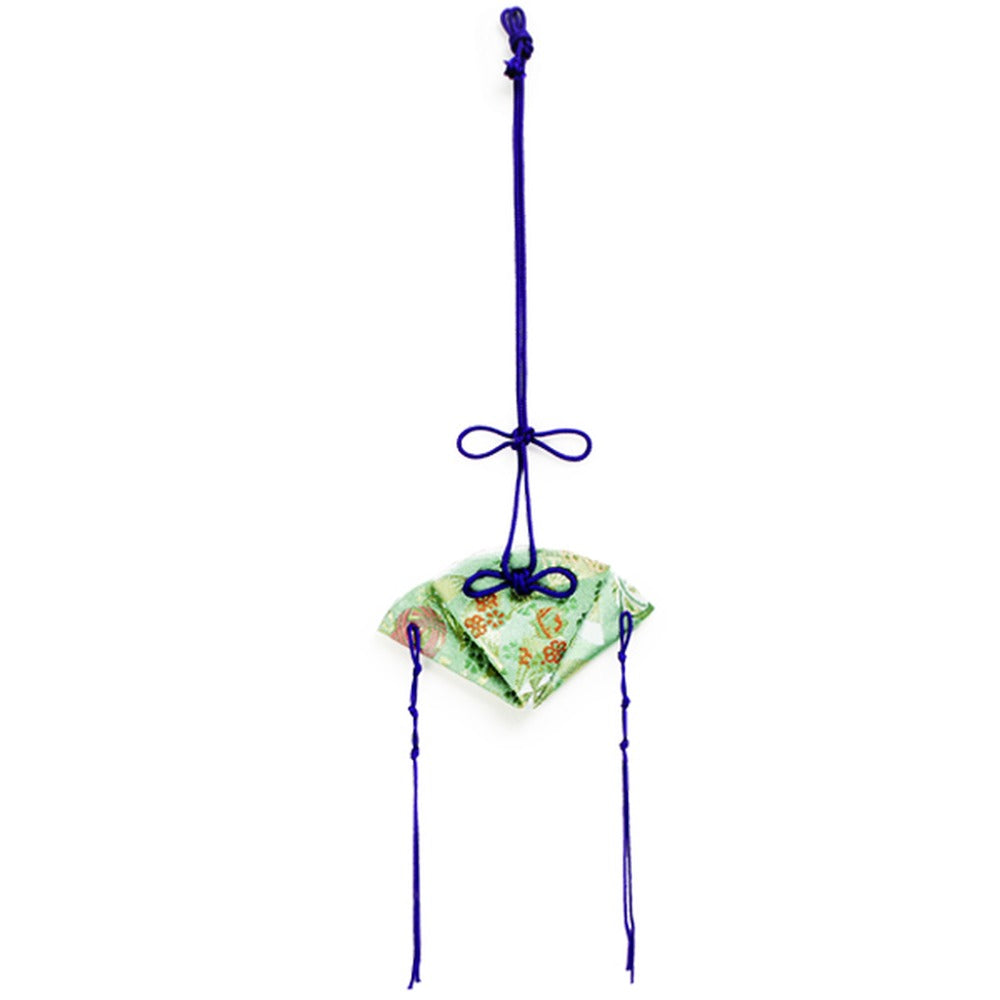 Yamadamatsu Kakeko Hanging Sachet Folding Fan Takarazukushi Green (Purple Cord) (81755)