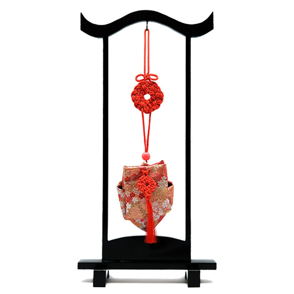 Yamadamatsu Kariroku Jouhin Decorative Hanging Stand Set Red Cord Cherry Blossoms with Clouds (81803-5)