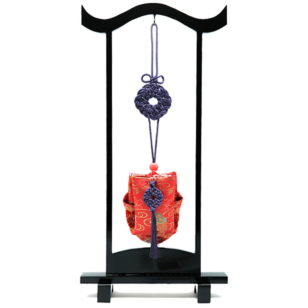 Yamadamatsu Kariroku Jouhin Decorative Hanging Stand Set Purple Cord Flower Crest (81803-10)